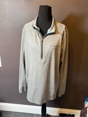 Vineyard Vines Gray Quarter-Zip Pullover with Teal Trim